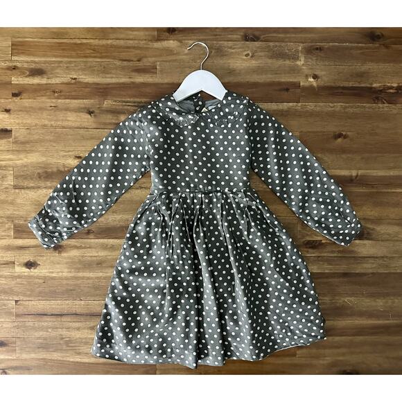 NWT Rachel Riley Grey Polka Dot Long Sleeve Rayon Dress European 5 *READ* - Picture 2 of 10